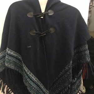 Cable knit dark blue cloak